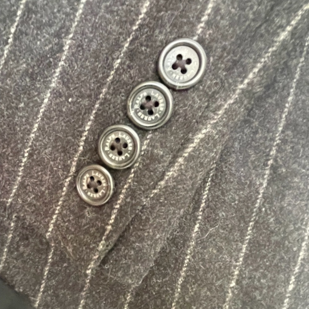 Ralph Lauren Blazer Pinstripe Velvet Collar 100%Lambwool One Button DarkAcademia - Picture 12 of 16